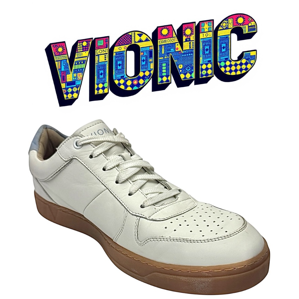 Vionic Lucas II White Leather Sneakers Men’s 12.5M Comfort Casual Shoes